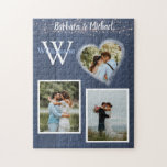 Romantic Lights Photos Personalized    Jigsaw Puzzle<br><div class="desc">This jigsaw puzzle is perfect as a gift for the newlyweds or for an anniversary or Valentine's Day. The heart and their photo will tell the story with twinkling lights for an added romantic moment -- for the special day and forever more. With their monogram and family name on the...</div>