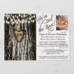 Romantic Lights & Tree Post Wedding Photo Invite<br><div class="desc">This trendy design features a romantic, rustic tree with its own carved heart, dreamy string lights and a chic vintage brick wall. An extra special part of this invite is a place for you to put your special photo. This invite is ready to go by simply clicking on template, and...</div>