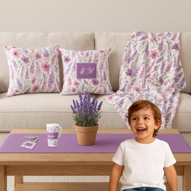 Romantic lila pink Pastel Botanical Spring Meadow Fleece Blanket (Creator Uploaded)