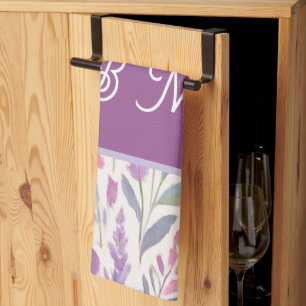 Romantic lila pink Pastel Botanical Spring Meadow Kitchen Towel