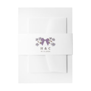 Romantic Lilac Bow Floral Wedding Invitation Belly Band