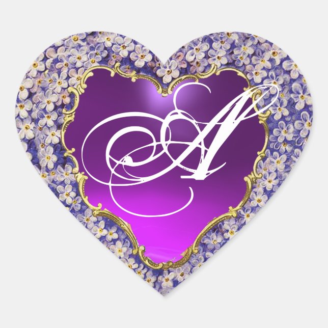 ROMANTIC LILAC HEART MOOGRAM HEART STICKER (Front)