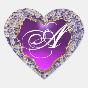 ROMANTIC LILAC HEART MOOGRAM HEART STICKER