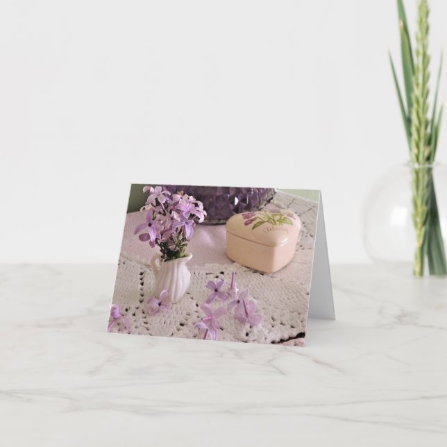 Romantic Lilacs Folded Note Card (Front)