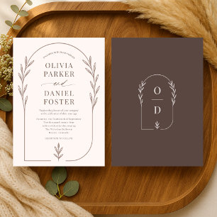 Romantic Line Art Boho Floral Wedding Invitation