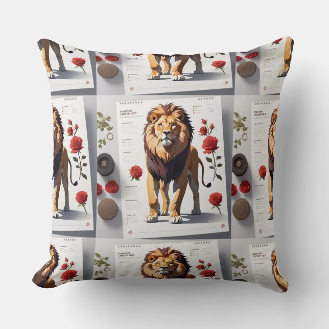 Romantic Lion Face Design1 Throw Pillow (Front)