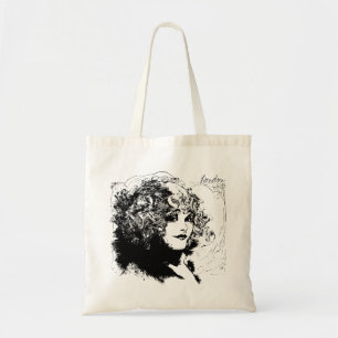 Romantic london lady vintage illustration tote bag