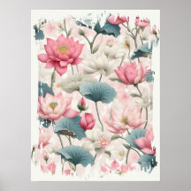 Romantic Lotus in Pink, Cream, and Soft Green