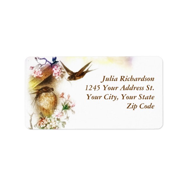 romantic love birds wedding address labels (Front)
