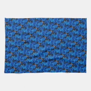 Romantic Love Blue Glitter Glamour Roses Kitchen Towel