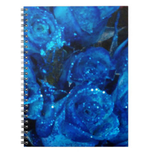 Romantic Love Blue Glitter Glamour Roses Notebook