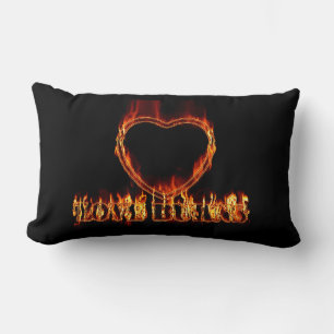 Romantic Love Burns Heart Black Valentine's Day Lumbar Pillow