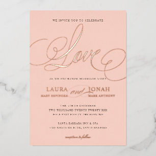 Romantic Love Calligraphy Blush Pink Rose Gold