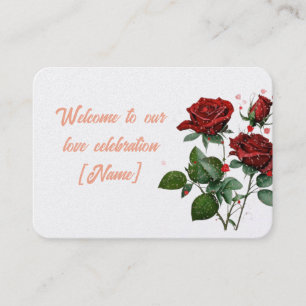 Romantic Love Celebration Welcome Card with Roses