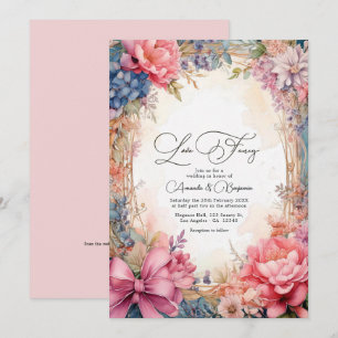 Romantic Love Fancy Floral Wedding QR Code Invitation
