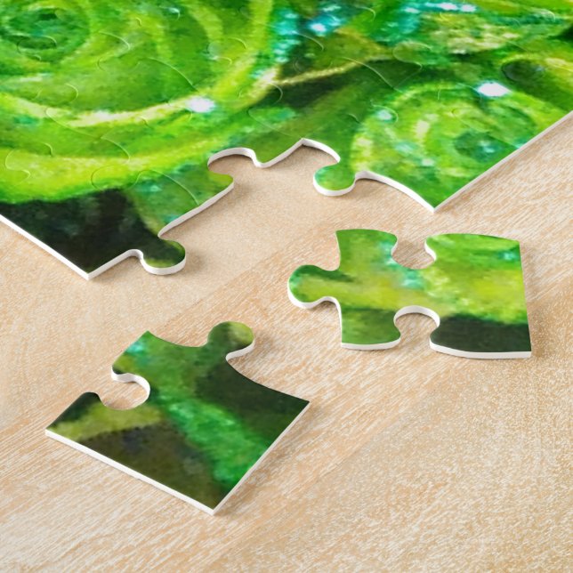 Romantic Love Green Valentine Glitter Roses Jigsaw Puzzle (Side)