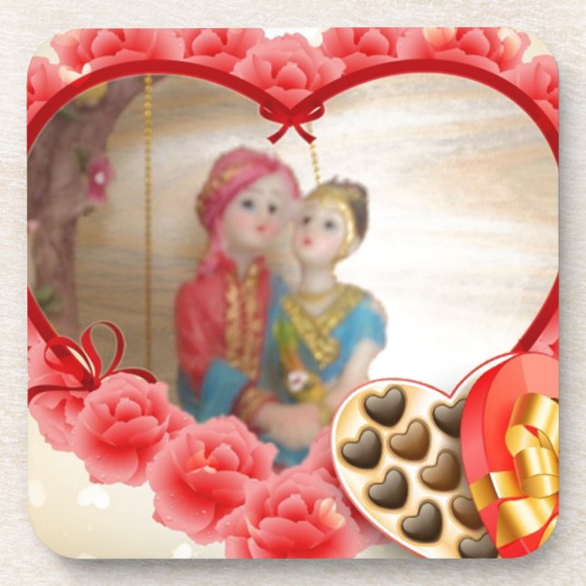 Romantic Love Heart Art Print Coaster (Front)