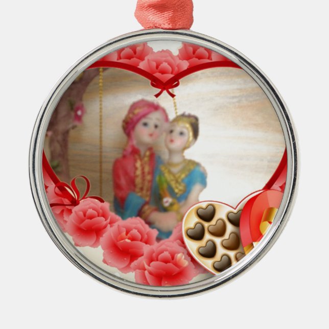 Romantic Love Heart Art Print Metal Ornament (Front)