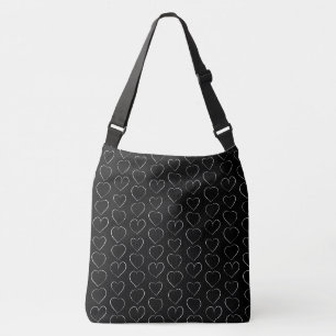 ROMANTIC LOVE HEART BLACK CROSSBODY BAG