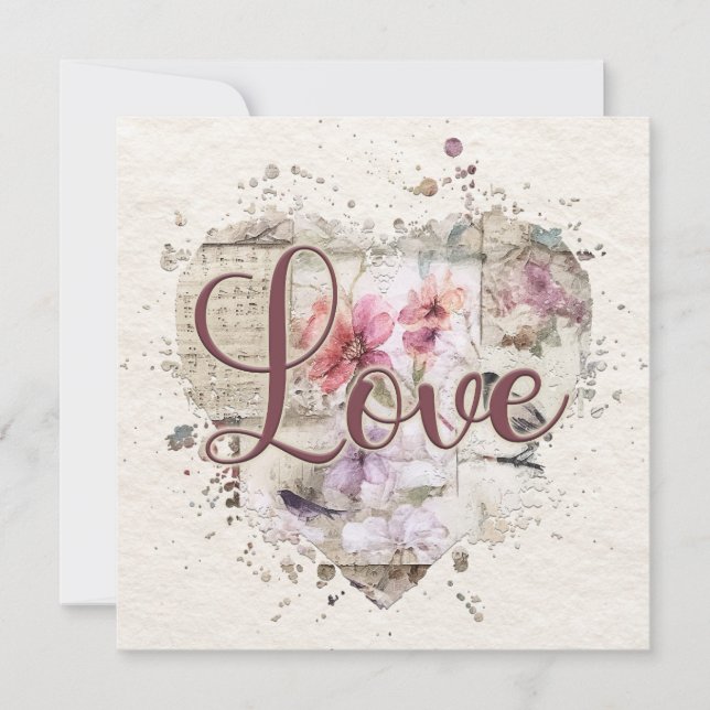 Romantic Love Heart Note Card  (Front)