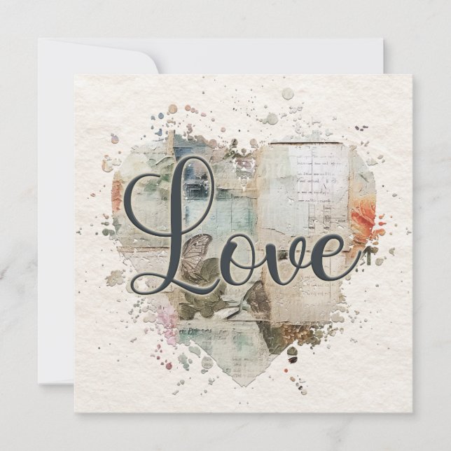 Romantic Love Heart Note Card (Front)
