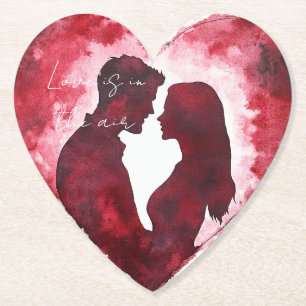 Romantic Love Heart Wedding Paper Coaster