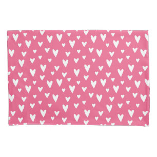 Romantic Love Hearts Pink White Girly Valentine Pillowcase