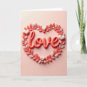Romantic Love Hearts Wreath Card