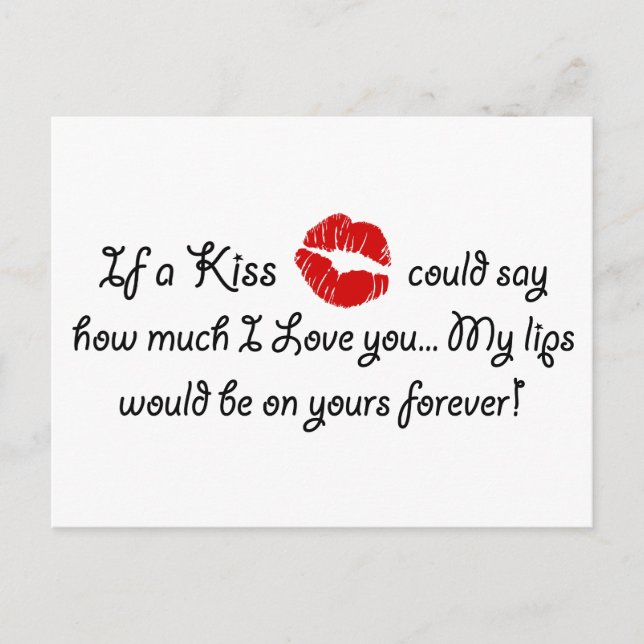 Romantic Love Kiss Quote Kissing Romance quotation Postcard (Front)