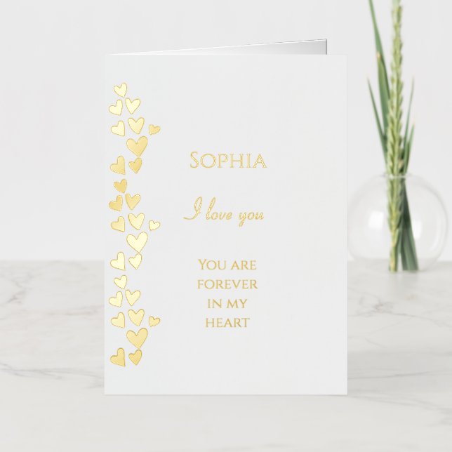 Romantic Love Mini Hearts Foil Greeting Card (Front)