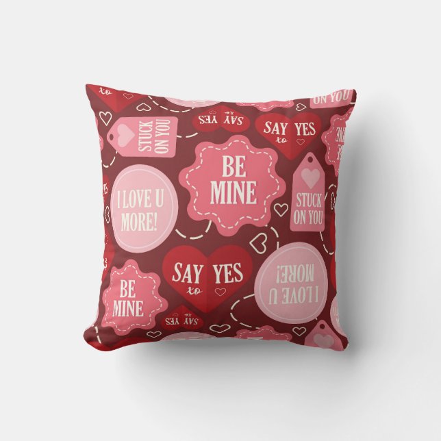 Romantic Love Notes Collage Throw Pillow (Front)