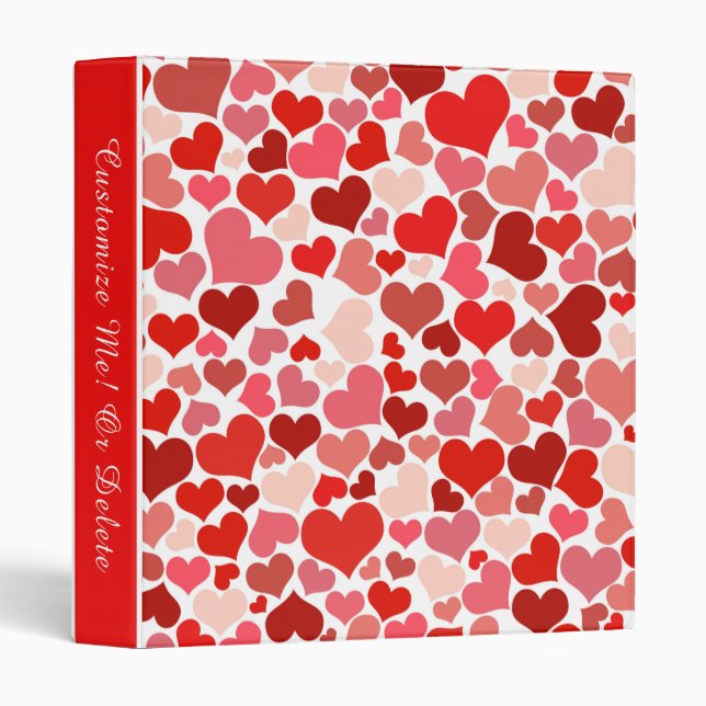 Romantic Love Pink Red Hearts Personalized Binder (Front/Spine)