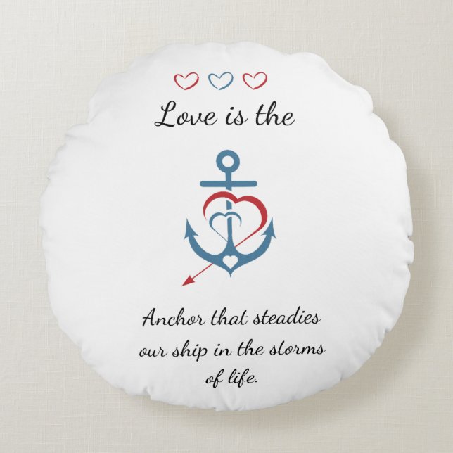 Romantic Love Poem Modern Valentine Cute  Round Pillow (Front)