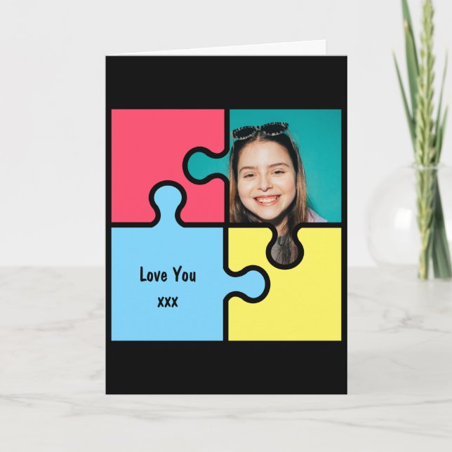 Romantic Love Puzzle Personalized Greetings Card (Front)