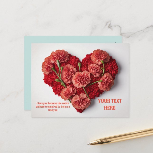 Romantic Love Quote & Personalized Message Card (Front/Back In Situ)