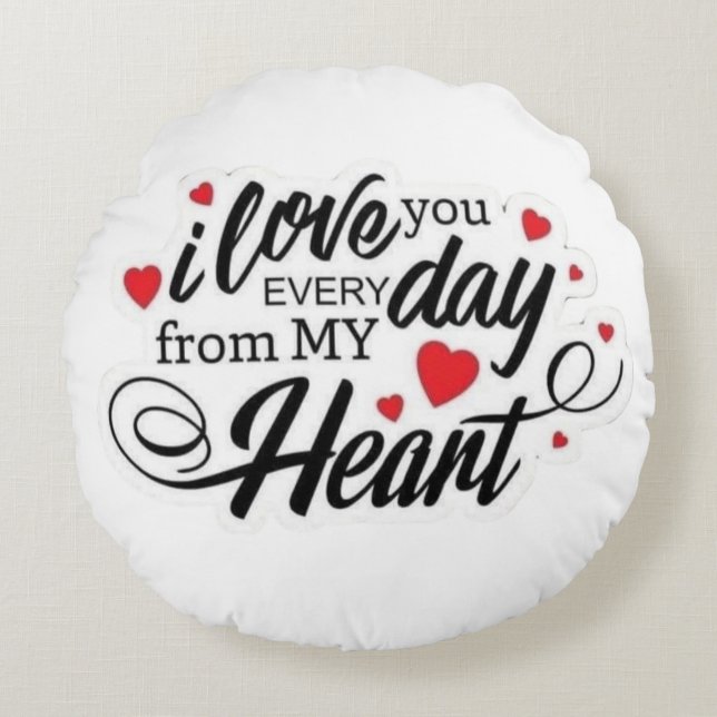 Romantic Love Quote Round Pillow (Front)