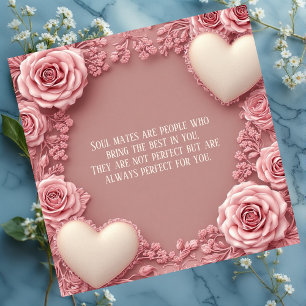 Romantic Love Quote Soulmates Pastel Roses Hearts 