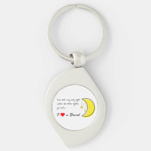 Romantic Love Quote with Moon Vector Art Keychain