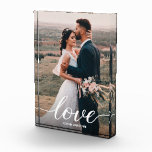 Romantic Love Script Wedding Photo Newlyweds<br><div class="desc">Eternal Embrace: Romantic Love Script Wedding Photo Frame for Newlyweds Capture the magic of a wedding day with the "Eternal Embrace" Photo Frame, a memento that epitomizes the unity and affection shared between two souls. 💕 Chic Love Script: The word "Love" is elegantly scripted across the photo, embodying the essence...</div>