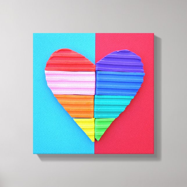 Romantic Love Twin Rainbow Hearts Canvas Print (Front)