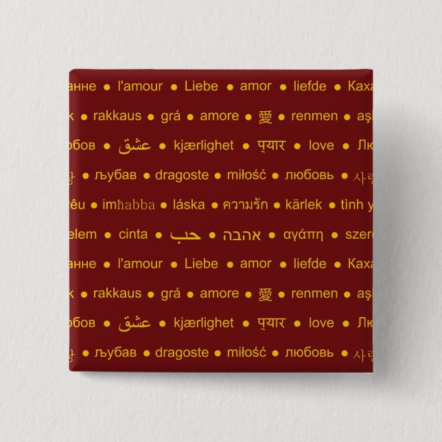 Romantic Love typography text design 2 Inch Square Button (Front)