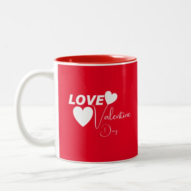 Romantic Love Valentine Day Two-Tone Coffee Mug (Left)