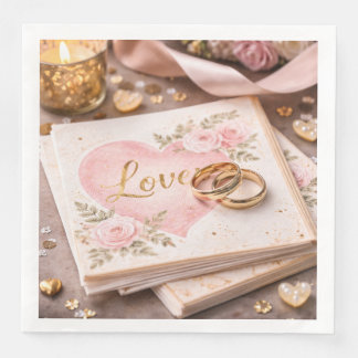 Romantic Love Wedding Theme Paper Towel Floral  Napkin