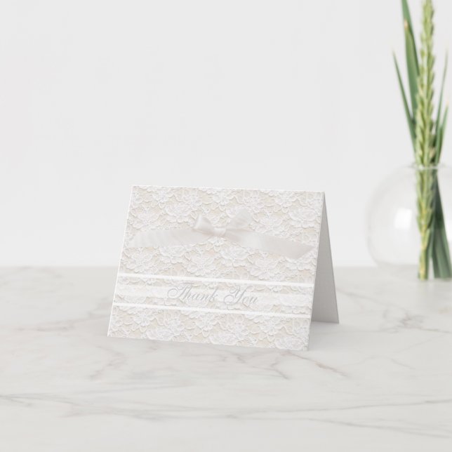 Romantic Lovely White Floral Lace Thank You (Front)