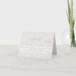 Romantic Lovely White Floral Lace Thank You Card