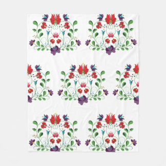 Romantic Lovers Heart Shaped Folk Fleece Blanket