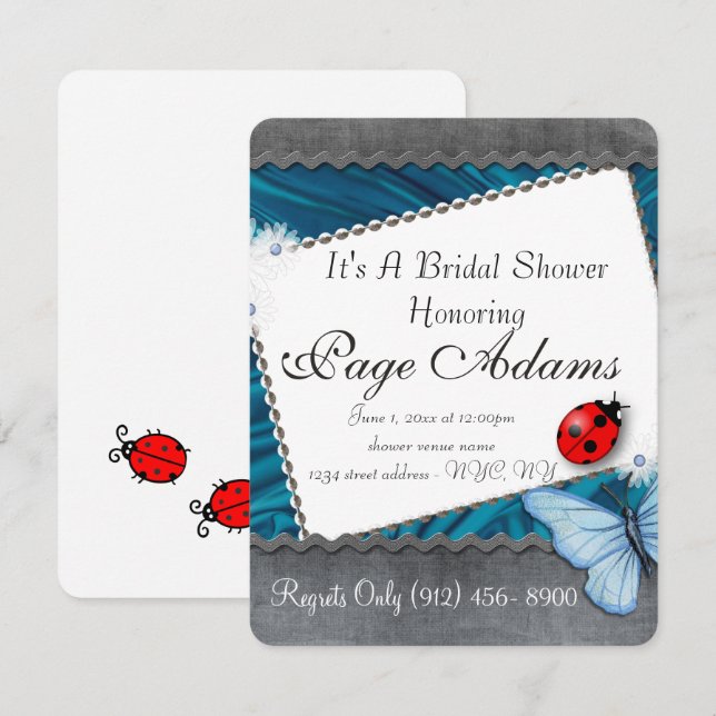 Romantic luck ladybug Bridal Shower Destiny Invitation (Front/Back)