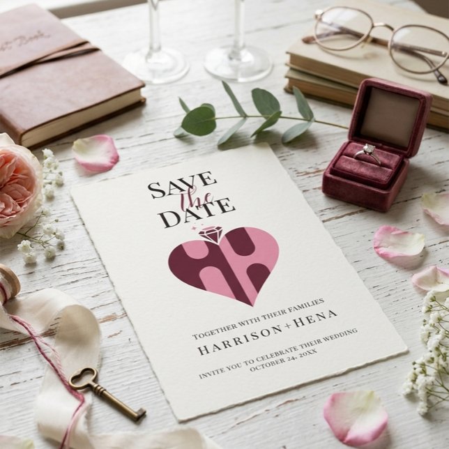 Romantic Luxury HH Monogram Wedding Save The Date (Creator Uploaded)