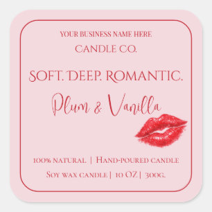 Romantic Luxury Love Design - Velvet Kiss Candle  Square Sticker