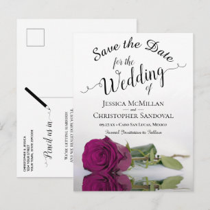 Romantic Magenta Berry Rose Wedding Save the Date Announcement Postcard